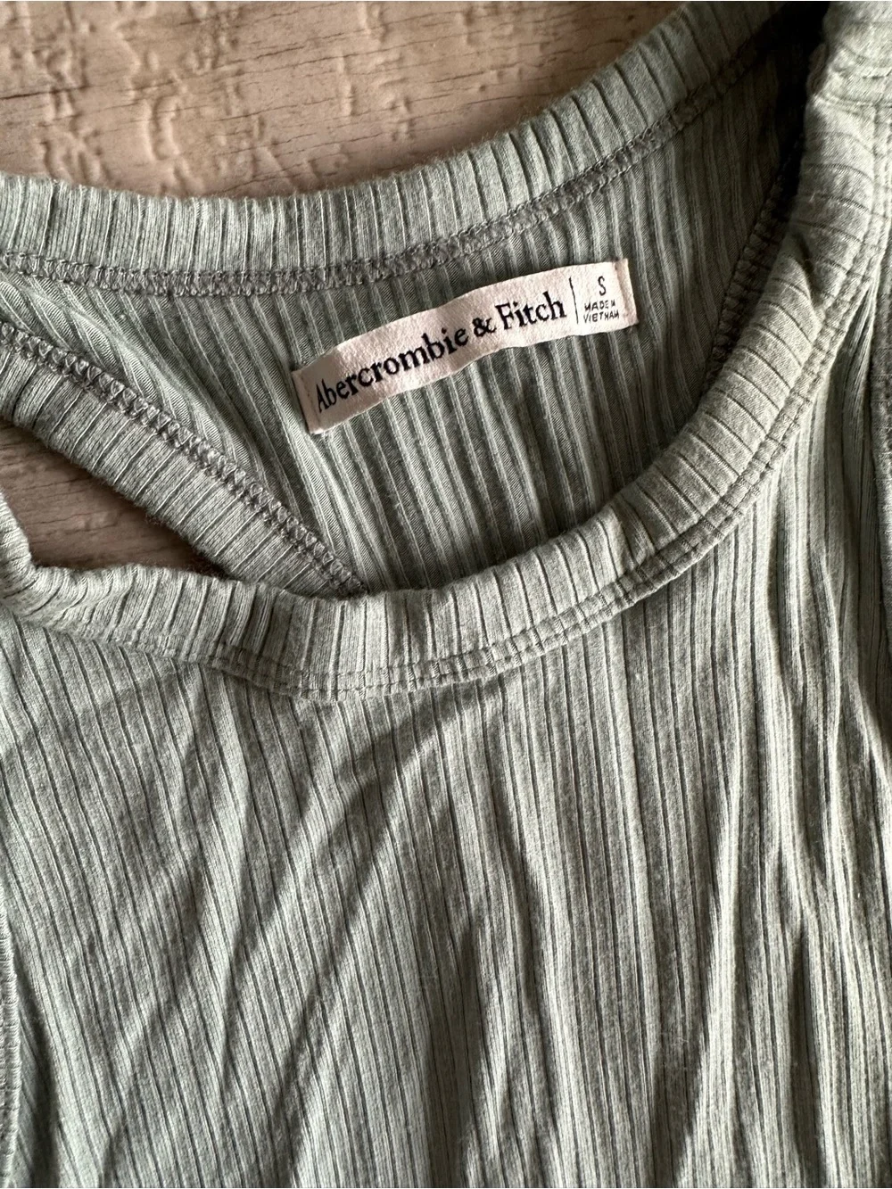 Abercrombie & Fitch Sleeveless Ribbed Maxi Dress in Sage